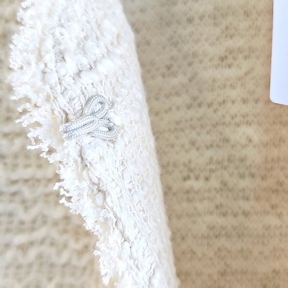 NWT Max Studio Frayed Trim/Fringe Longline Cardigan Cream Open Jacket 2X - Picture 5 of 16